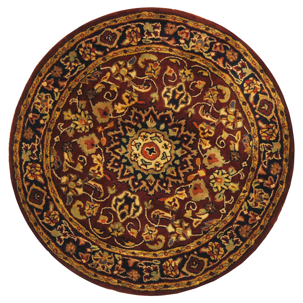 Burgundy/Navy Botanical Tufted Round Area Rug - (8' Round) - Safavieh