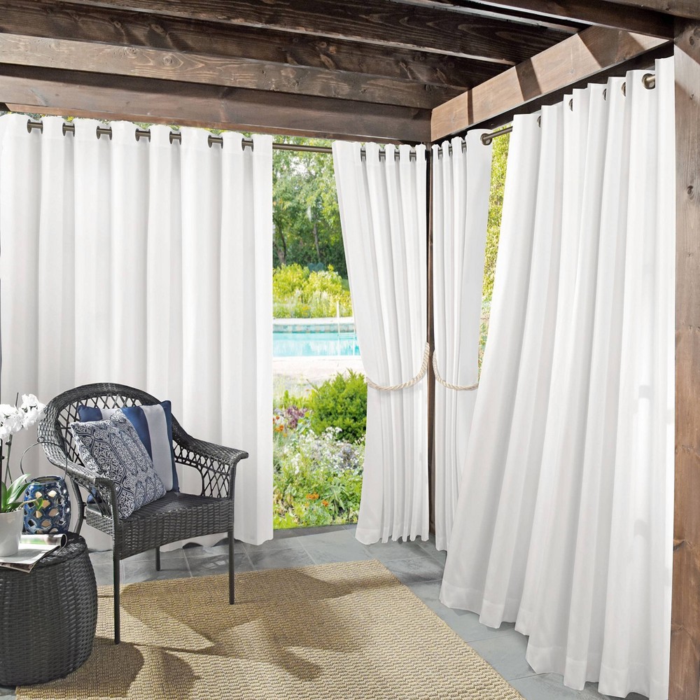 54"x84" Sun Zero Room Darkening Sailor UV Protectant Grommet Indoor/Outdoor Curtain Panel White: Patio Door Curtains