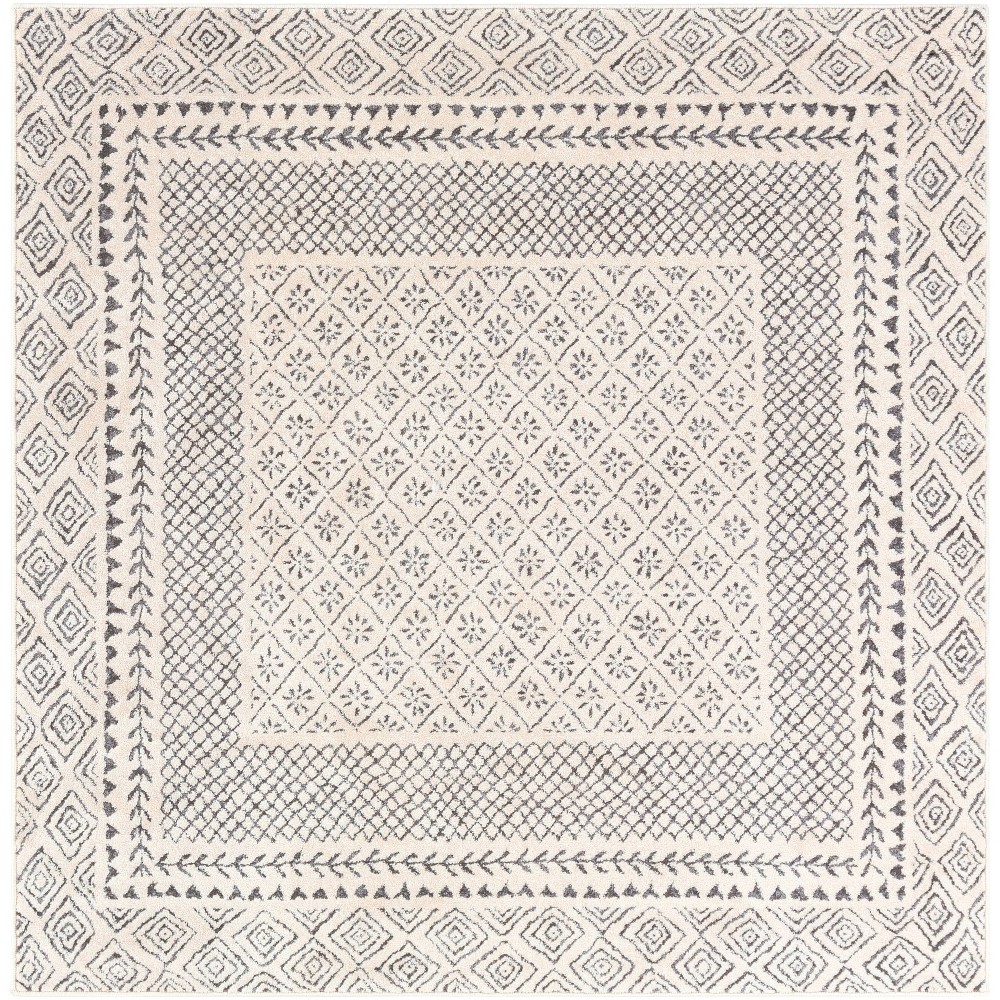 Photos - Area Rug Livabliss 5'3"x5'3" Devonshire Global Rugs Cream: Mid-Century Modern, Fade & Stain-Resistant, Indoor Use