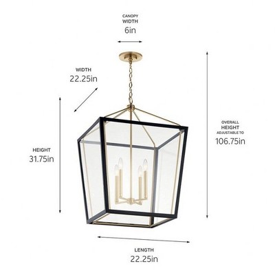 Delvin 31.75 Inch 4-Light Clear Glass Pendant in Champagne Bronze