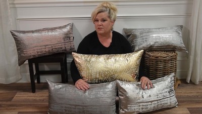 20" Gray and Gold Abstract Foil Print Throw Pillow