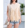 Coolmee Women's Fringe Vest 70s Denim Zip Up Jacket Hippie Sleeveless Loose Costume - 3 of 4