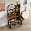 INFURNIC Vanity Tables Makeup Vanity with Storage Drawers and Metal Legs for Bedrooms and Dressing Rooms, Brown, 31.5"*15.75"*52.36" - 3 of 4