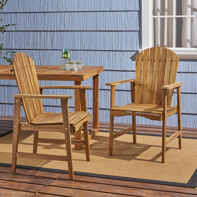 2pk Malibu Acacia Wood Patio Adirondack Dining Chairs - Christopher Knight Home, 3 of 7