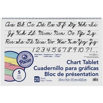 Pacon Chart Tablet, 24 x 16 Inches, 1 Inch Ruled Long Way, 25 Sheets