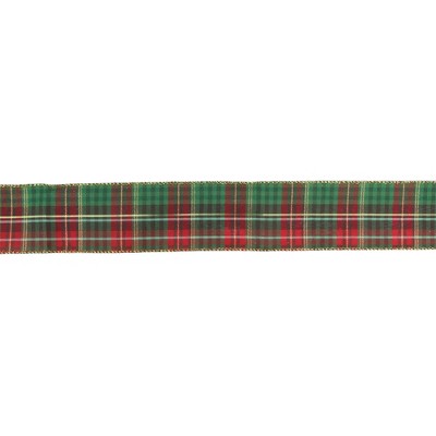 Northlight Red and Green Plaid Christmas Wired Craft Ribbon 2.5" x 16 Yards