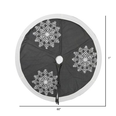 60" Frost Gray and White Cotton Snowflake Tree Skirt