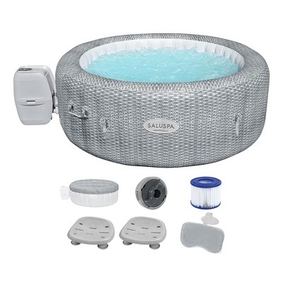 Bestway SaluSpa Honolulu AirJet Inflatable Hot Tub & 2 SaluSpa Underwater Non Slip Pool/Spa Seat w/Adjustable Legs & Padded Headrest Pillows