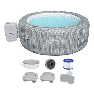 Bestway SaluSpa Honolulu AirJet Inflatable Hot Tub & 2 SaluSpa Underwater Non Slip Pool/Spa Seat w/Adjustable Legs & Padded Headrest Pillows - 1 of 4