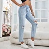Coolmee Women Skinny Ripped Jeans Stretch Distressed Slim Fit Destroyed Denim Pants Button with Pockets - 2 of 4