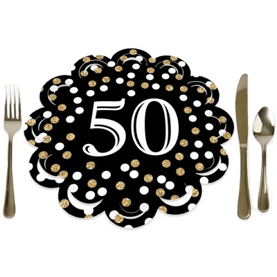 Big Dot of Happiness Adult 50th Birthday - Gold - Birthday Party Round Table Decorations - Paper Chargers - Place Setting For 12