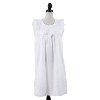Saro Lifestyle Embroidered Womens Cotton Nightgown, White, Large : Target