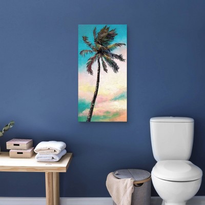 36" x 24" Turquoise and Pastel Palm Tree Canvas Art