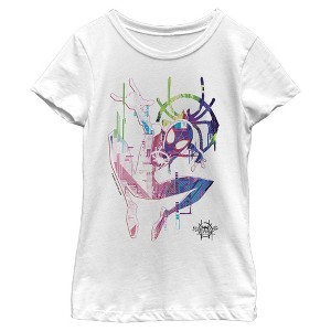 Girl's Marvel Spider-Man: Into the Spider-Verse Rainbow Watercolor T-Shirt - 1 of 4