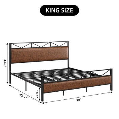 Bed Frame, Heavy-Duty Metal and Wood Construction, No Box Spring Required, Easy Assembly, Noise-Free Sleep