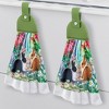 Collections Etc Spring Blossoms and Bunnies Hanging Kitchen Hand Towels Green - 2 of 3