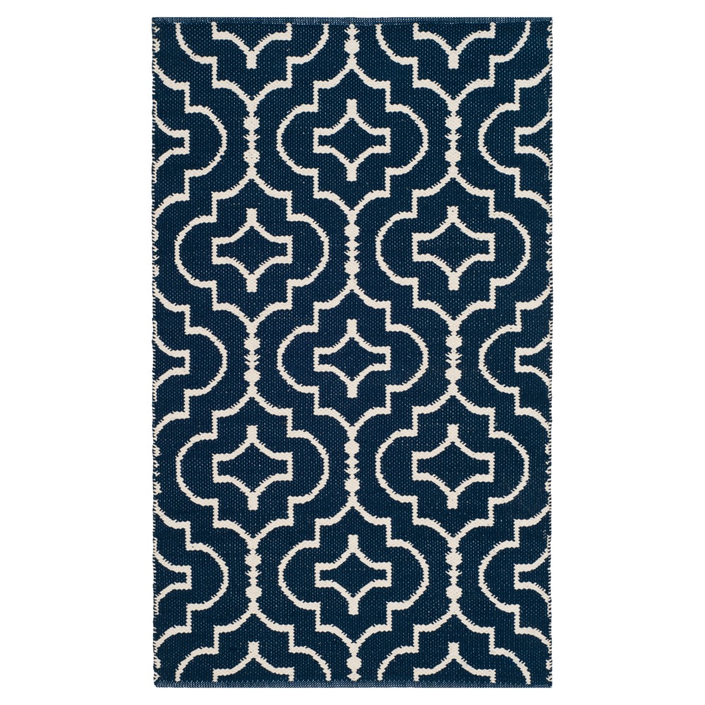 Navy/Ivory Quatrefoil Design Woven Accent Rug 3'x5' - Safavieh