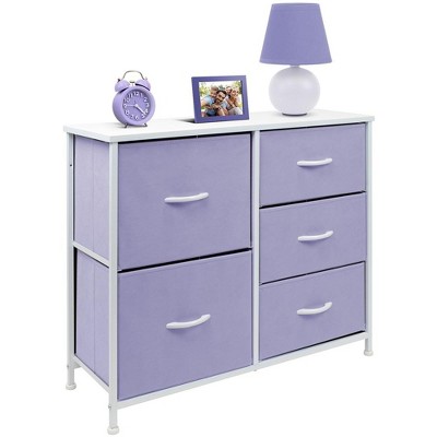 Sorbus  Dresser with 5 Drawers - Storage Chest Organizer with Steel Frame, Wood Top, Handles, Fabric Bins