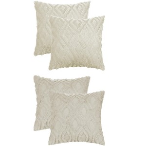 Unique Bargains Patterned Soft Shaggy Plush Faux Fur Throw Pillow Covers Set 4 Pcs - 1 of 4
