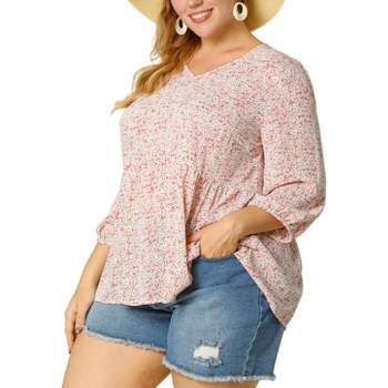 Agnes Orinda Women's Plus Size Casual Flare Sleeve Double Layers