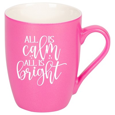 Elanze Designs All Is Calm All Is Bright Princess Pink 10 ounce New Bone China Coffee Cup Mug
