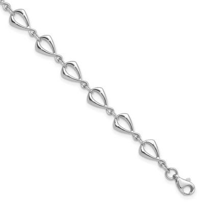 Black Bow Jewelry 14k White Gold 6mm Polished Fancy Link Chain Bracelet, 7.5 Inch