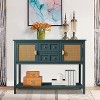 Rattan Accent Console Table with 2 Drawers, Narrow Wood Sofa Table with Cabinet Storage, 2-Tier Entryway Table for Living Room, Hallway, FoyerK - 2 of 4