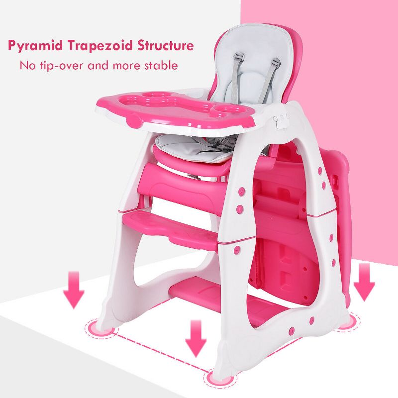 Infans 3 in 1 Baby High Chair Play Table Seat Booster Toddler Feeding Tray, 5 of 8