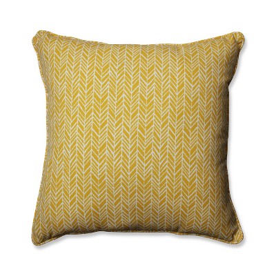 Outdoor/Indoor Herringbone Yellow Floor Pillow - Pillow Perfect