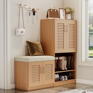 KTMBDW 45" Shoe Cabinet with 2 Doors for Entryway,7 Tier Shoe Storage Cabinet with Shoe Storage Bench,Hidden Narrow Shoe Rack for Living Room - 1 of 4