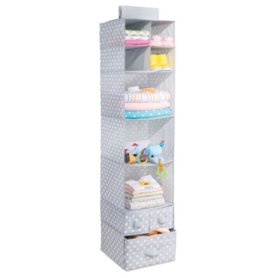 Image of mDesign Kids Fabric Over Closet Rod Hanging Storage, 7 Shelf - Light Gray/White