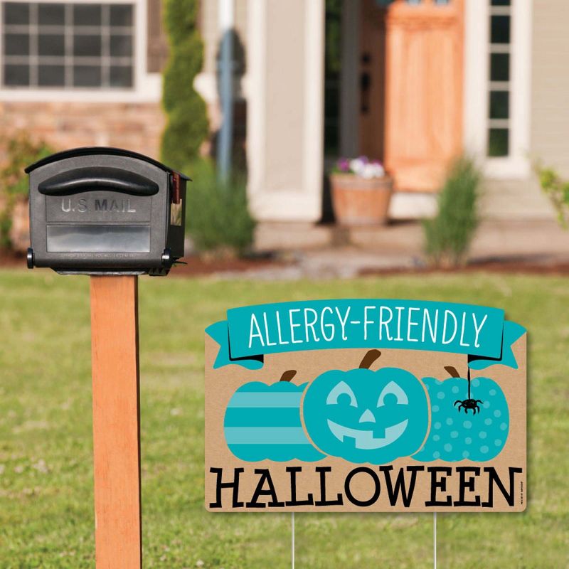 Big Dot of Happiness Teal Pumpkin - Halloween Allergy Friendly Trick or Trinket Yard Sign Lawn Decorations - Happy Halloween Party Yardy Sign, 2 of 8
