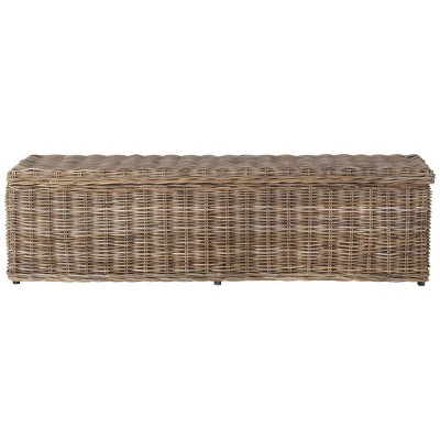 Caius Wicker Bench W/ Storage - Grey - Safavieh