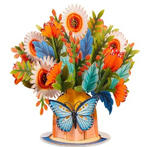 Paper Love HugePop 3D Artisan Bouquet Pop Up Card, with Detachable Paper Bouquet, for Fall, Thanksgiving, All Occasions - Jumbo 10" x 14" Card - 1 of 4