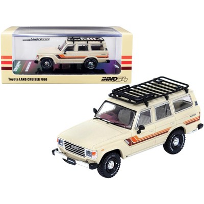 Toyota Land Cruiser FJ60 RHD (Right Hand Drive) with Roof Rack Desert Beige with Stripes 1/64 Diecast Model Car by Inno Models