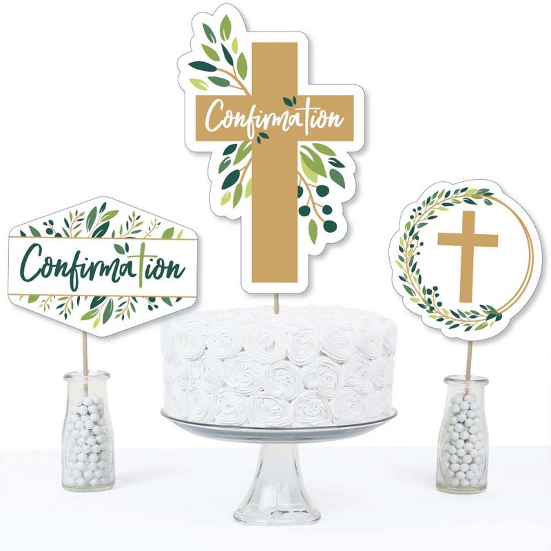 Big Dot of Happiness Confirmation Elegant Cross - Religious Party Centerpiece Sticks - Table Toppers - Set of 15, 3 of 8
