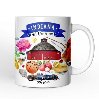 Artistic Indiana State Themes and Landmarks Mug (Non-Custom Only)| OrnamentallyYou