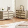 Rattan Dresser for Bedroom with 8 Drawers, 47.2" Wide Chest of Drawers, Modern Wooden Double Dresser TV Stand with Wood Legs - 3 of 4