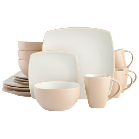 Gibson Home Soho Lounge 16 Piece Soft Square Stoneware Dinnerware Set In  Sand Matte : Target