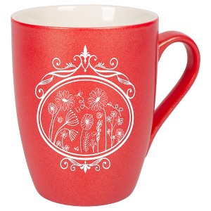 Elanze Designs Flowers in Circle Crimson Red 10 ounce New Bone China Coffee Cup Mug - 1 of 1