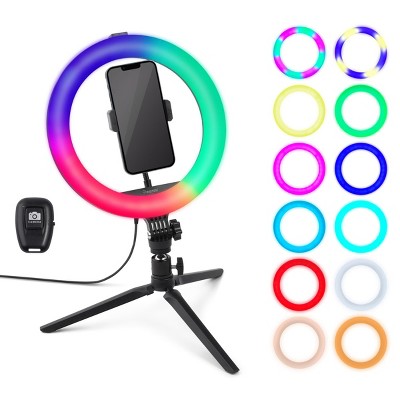 Selfie LED Ring Light,10" with Desktop Tripod Stand & Phone Holder,Dimmable B... 
