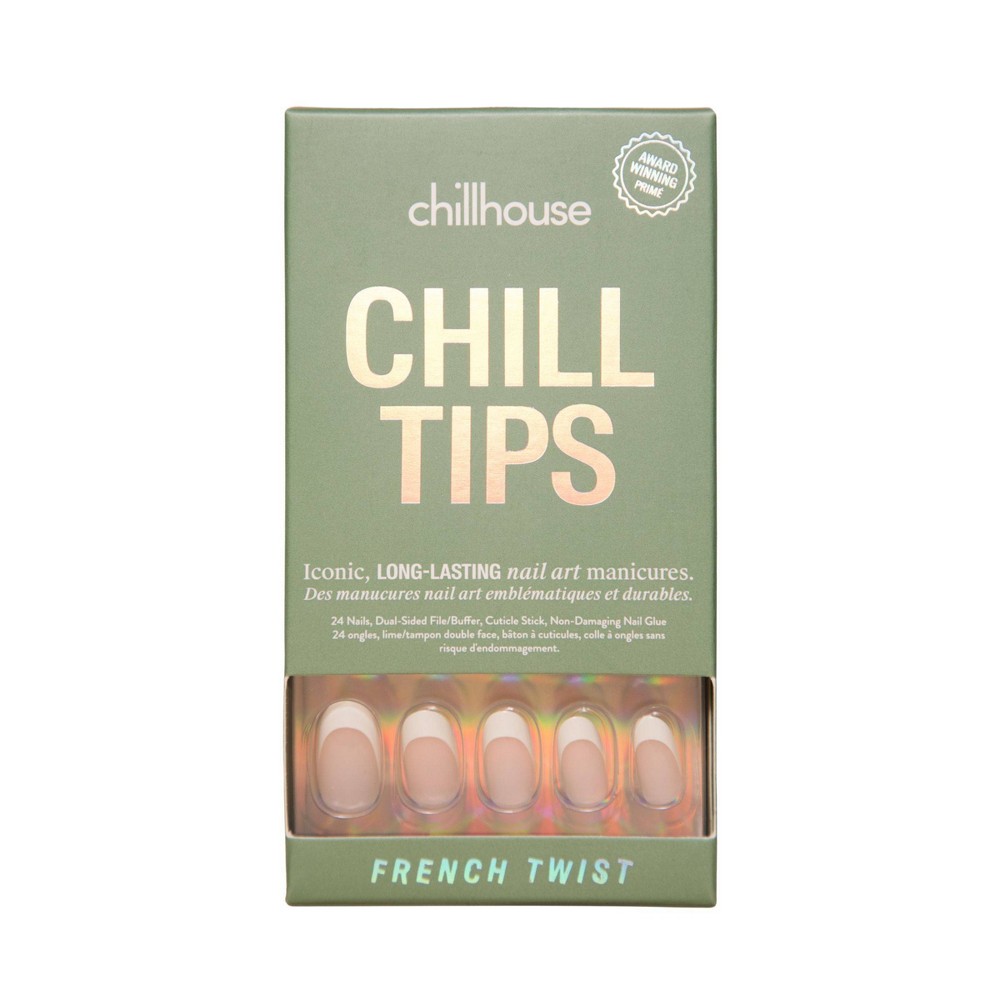Photos - Manicure Cosmetics Chillhouse Chill Tips Nail Art Press On Fake Nails - French Twist - 24ct