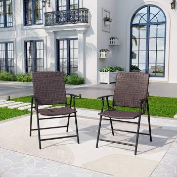 2pk Outdoor Rattan Arm Chairs with Steel Frames - Captiva Designs