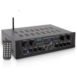 4-Channel Bluetooth Home Audio Amplifier for Streaming with FM Radio, MP3/USB/SD Playback + AUX Input - 1 of 4