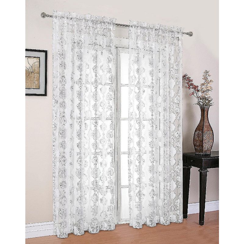 Moroccan Accents by Kate Aurora 1 Piece Rod Pocket Clipped Elegant Sheer Curtain Panel, 1 of 4