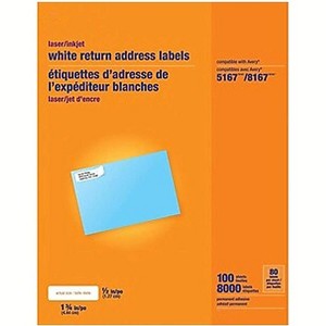 MyOfficeInnovations Laser/Inkjet Shipping Labels 0.5"W x 1.75"L White 80 Labels/Sheet 573945 - 1 of 4