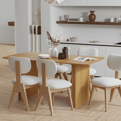SpassWay 30"H Modern Wooden Dining Table Suitable for Kitchen Conference and Gaming Use with Double Pedestal Base Walnut/Black/Natural Wood