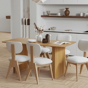 SpassWay 30"H Modern Wooden Dining Table Suitable for Kitchen Conference and Gaming Use with Double Pedestal Base Walnut/Black/Natural Wood - 1 of 4