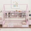 Twin/Full Size Metal Platform Bed House Bed Frame with Fence and Shelves, White/Black/Pink-ModernLuxe - 2 of 4