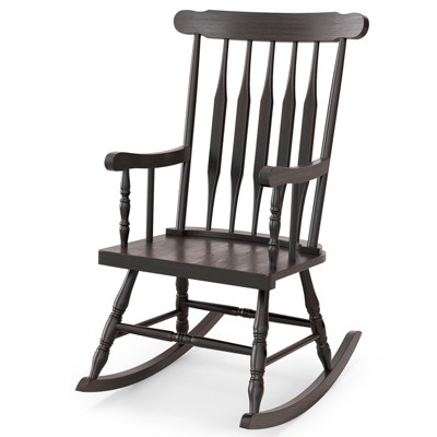 Costway Solid Wood Rocking Chair Porch Rocker Indoor Outdoor Seat ...